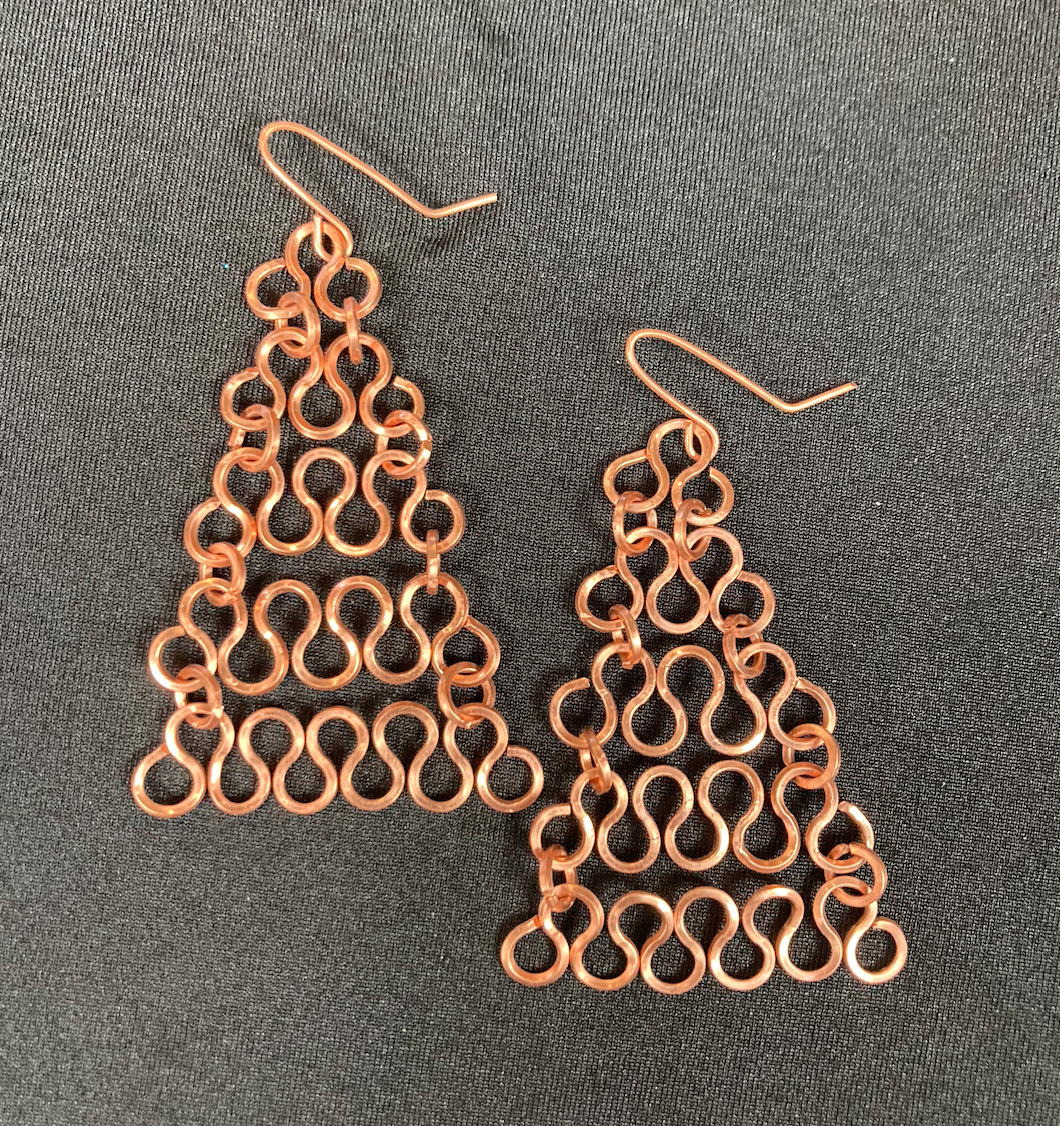 Copper Triangle Chainmail Earrings