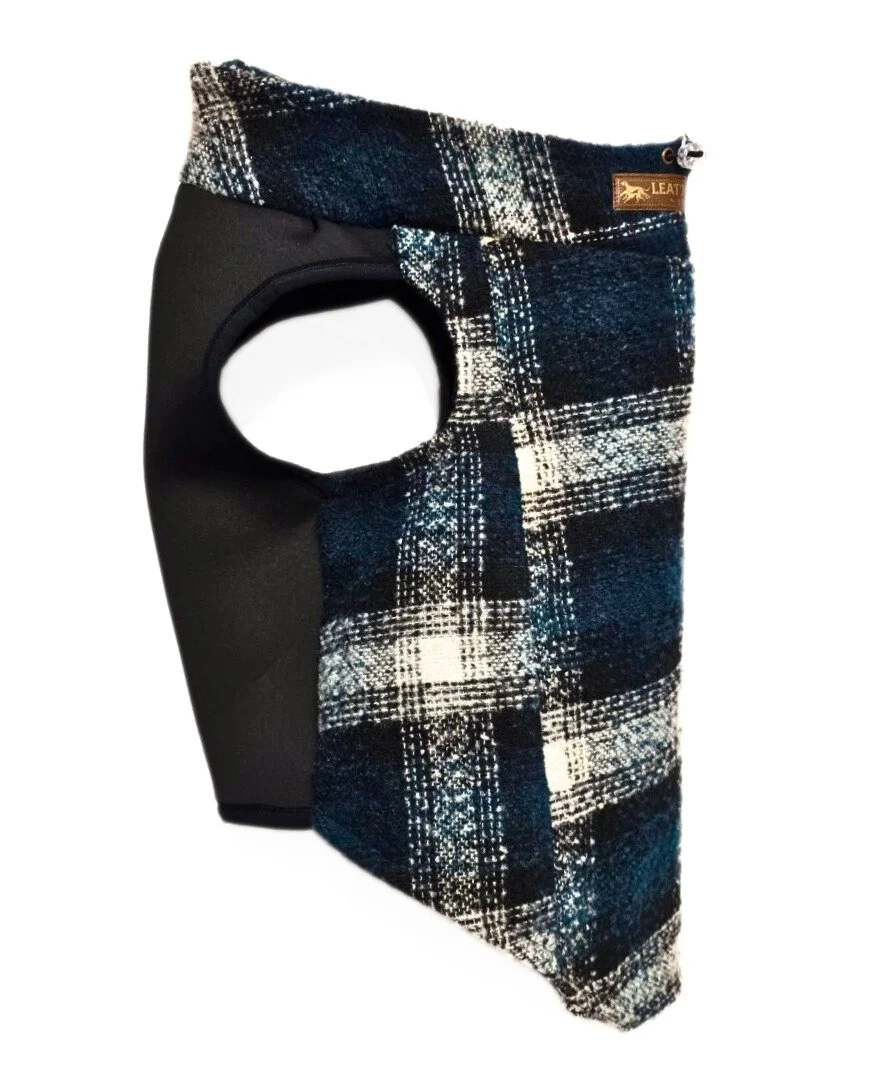 Chic Teal Plaid Dog Jacket - Size Medium