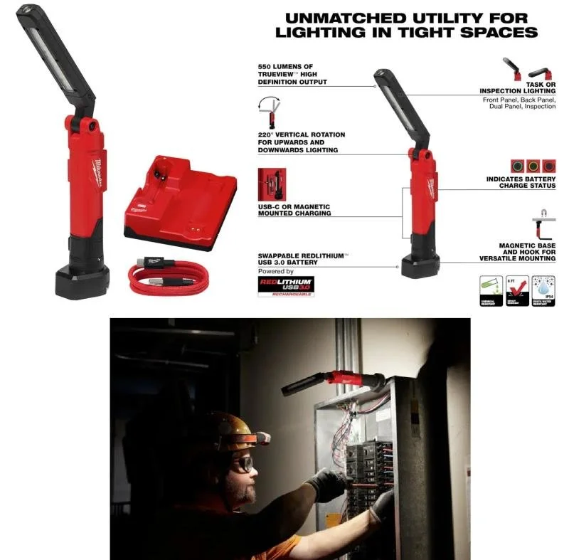 RLUSB Stick Light - Created a stick light with charger for REDlithium battery, held by springs and plungers. Before releasing tooling, discovered springs would relax, leading to weak battery contact. Patent issues barred cover use. To balance spring 
