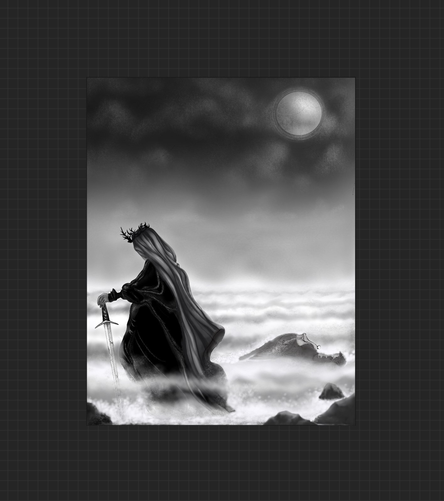 Queen of Swords Reverse Print