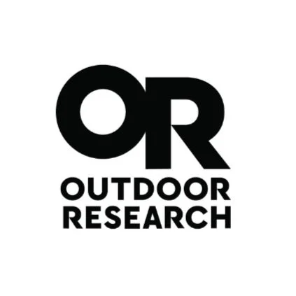 Logo of Outdoor Research with 'OR' in large black letters above the words 'OUTDOOR RESEARCH' in smaller black letters on a white background.