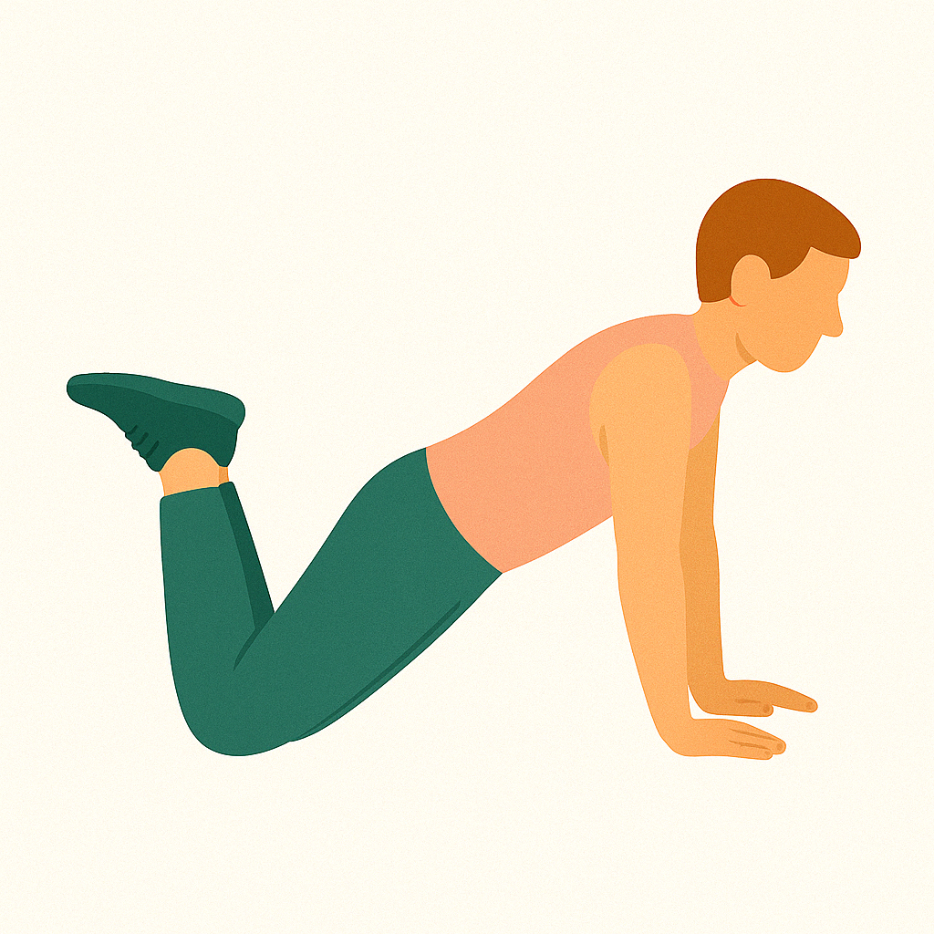 Illustration of a man doing a push-up on knees exercise.