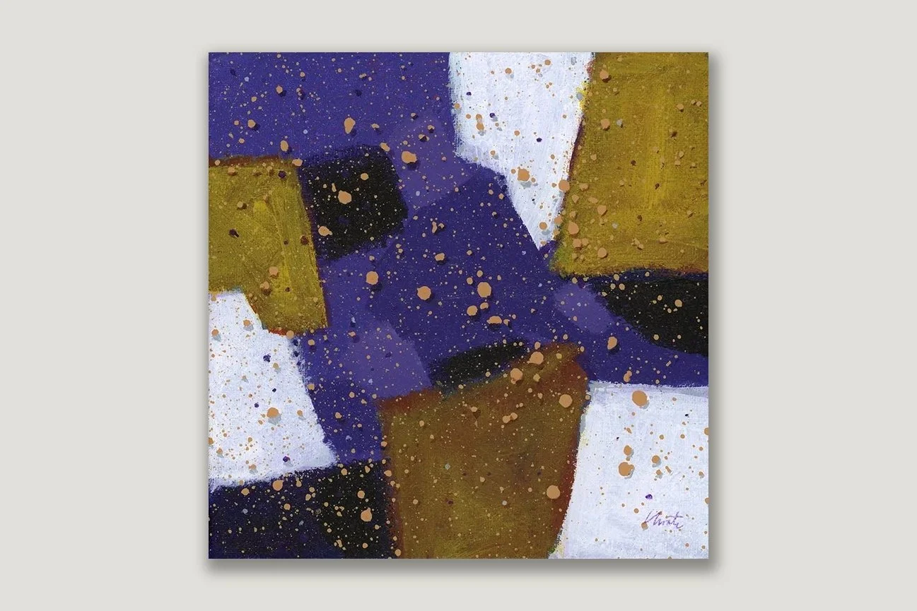 Purple Gold 256 an Original Acrylic Abstract Painting. Measures 8x8.