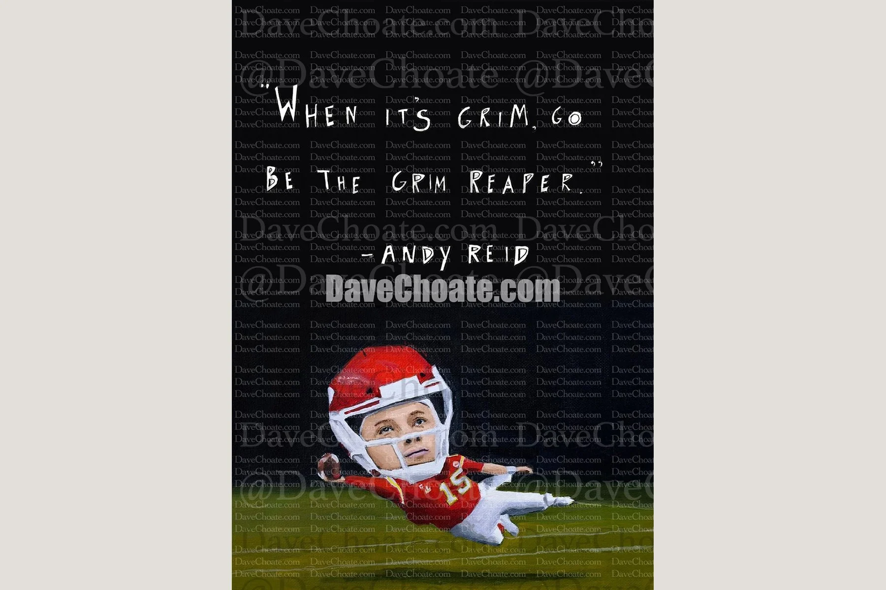 Patrick Mahomes, Kansas City Chiefs, Grim Reaper Quotation Art Photo Print