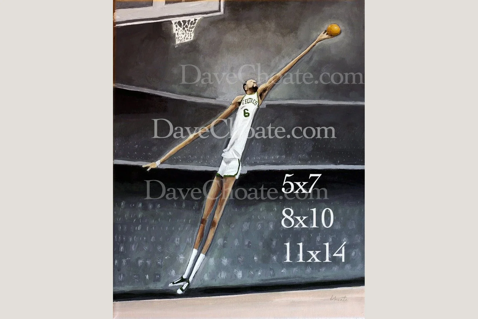 Bill Russell, Boston Celtics Basketball Art Photo Print from Original Painting