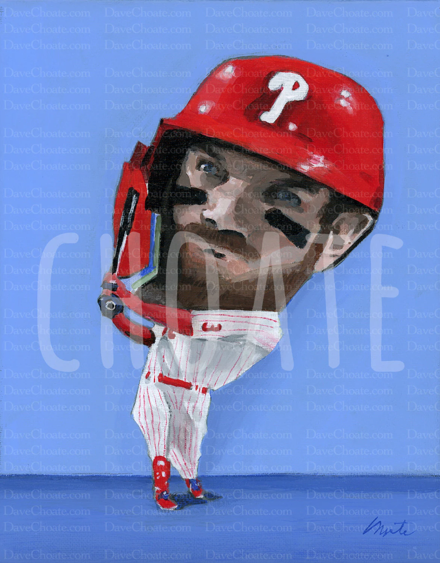 Bryce Harper, Philadelphia Phillies. 2022 World Series Game 3 Home Run Original Acrylic Painting 8" x 10"