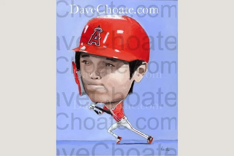 Shohei Ohtani, Los Angeles Angels of Anaheim Original Painting 8" x 10"