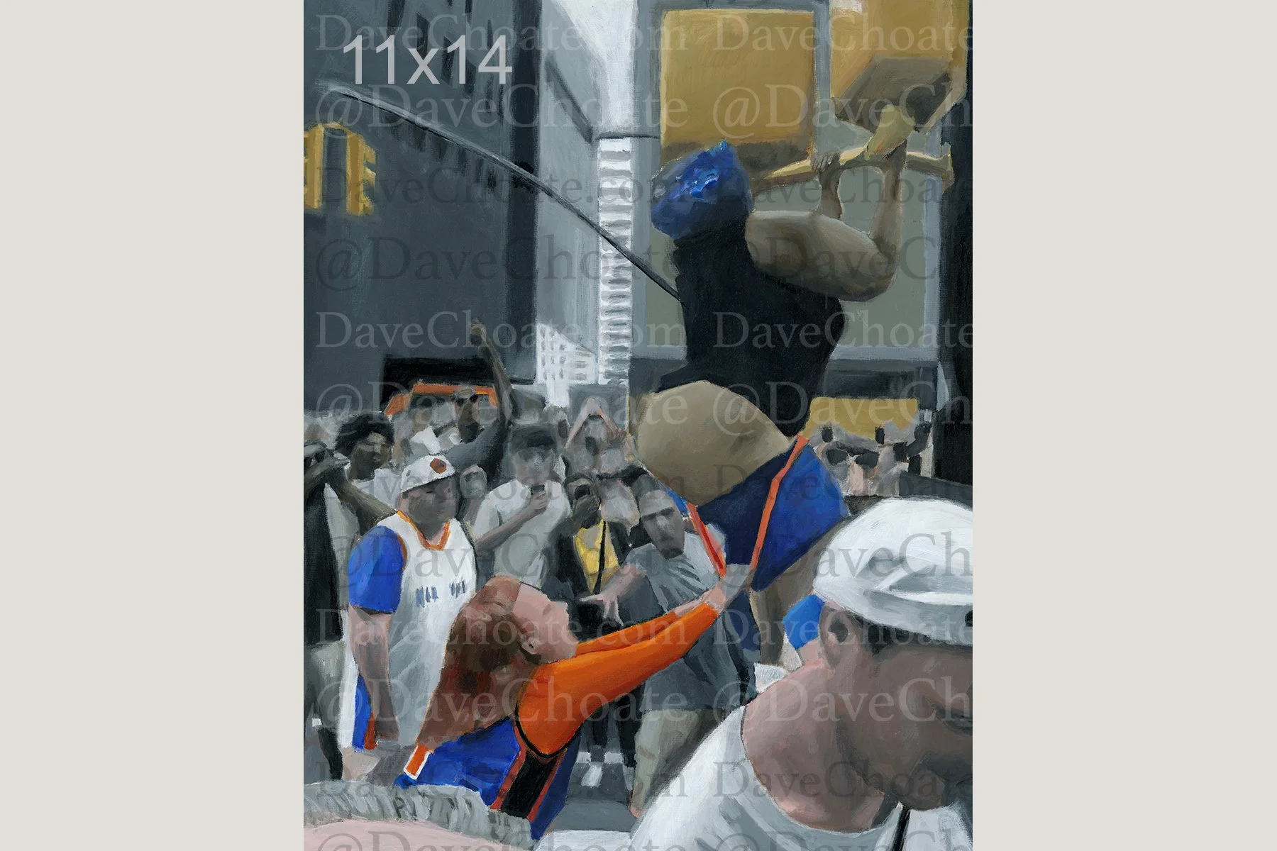 Twerkquake. New York Knicks Brawl at the Parade Art Photo Print from an original acrylic painting
