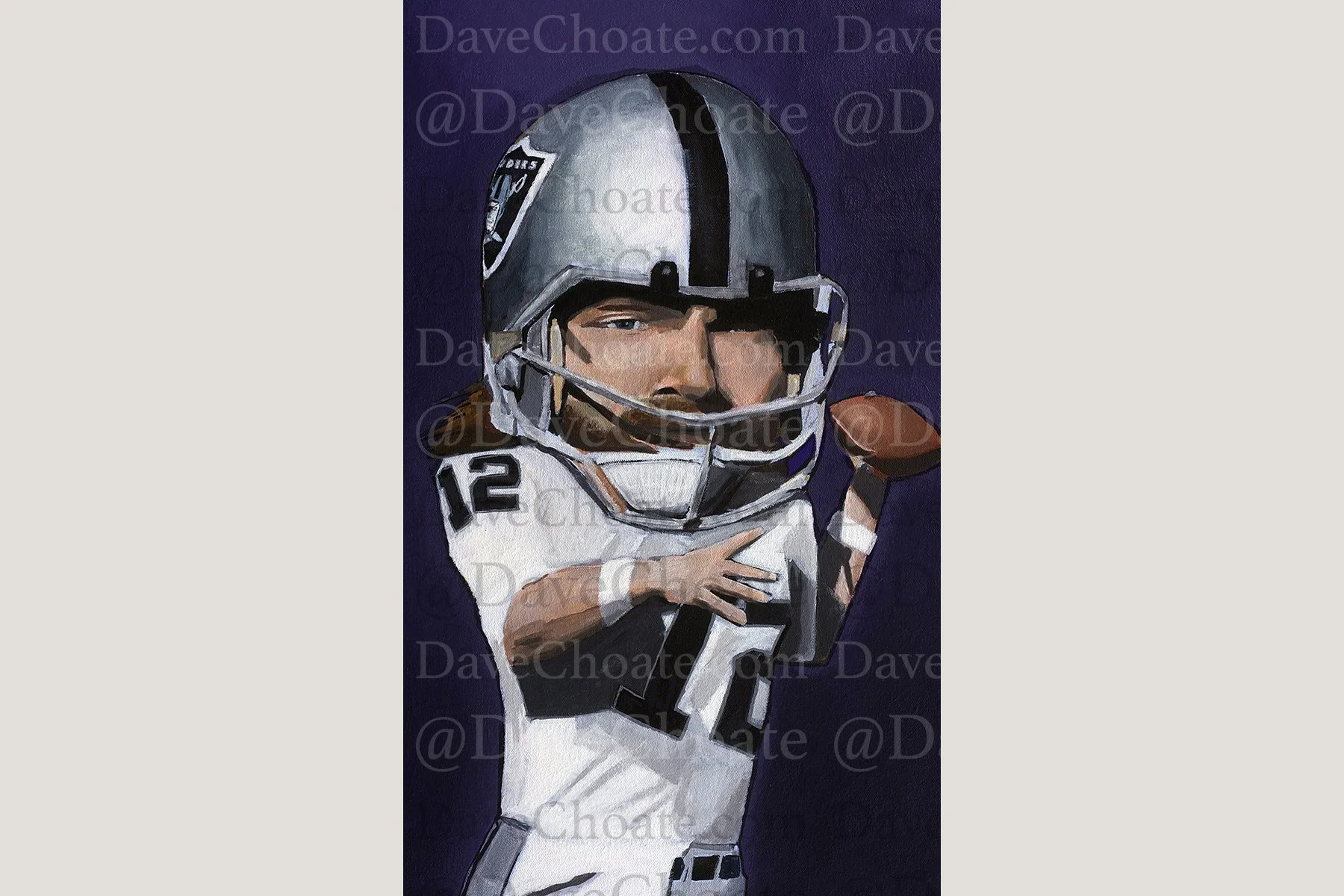 Ken Stabler, Oakland Raiders Superbowl Art Photo Print From An Original Acrylic Painting