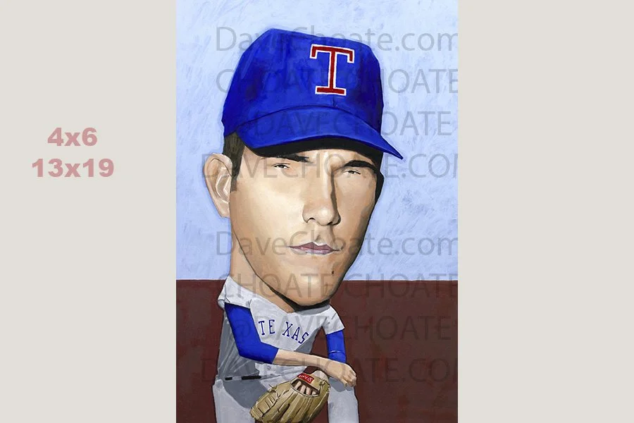 Nolan Ryan, Texas Rangers Art Photo Print from Original Painting