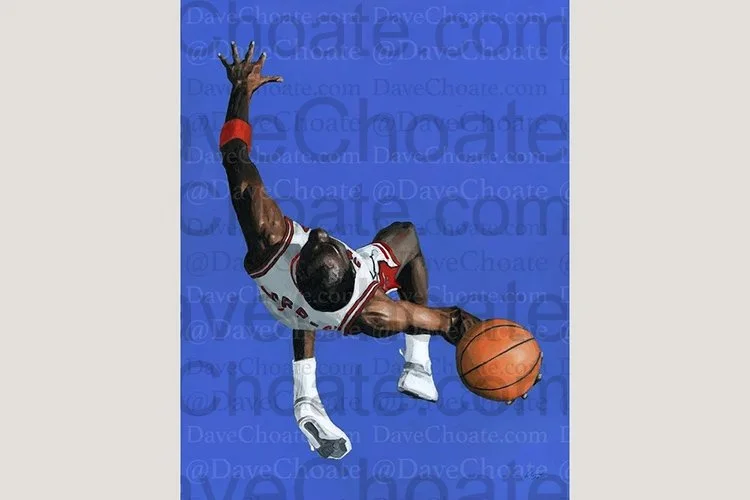 Michael Jordan, Chicago Bulls Original Acrylic Painting. Measures 14" x 18"