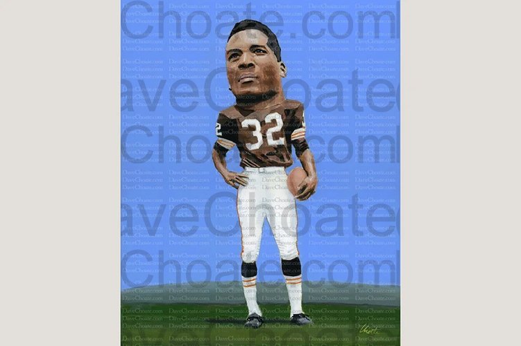 Jim Brown, Cleveland Browns Original Acrylic Painting. Measures 11x14.