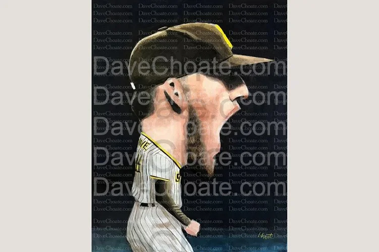 Joe Musgrove, San Diego Padres. No Hitter Original Painting, Measures 11x14.