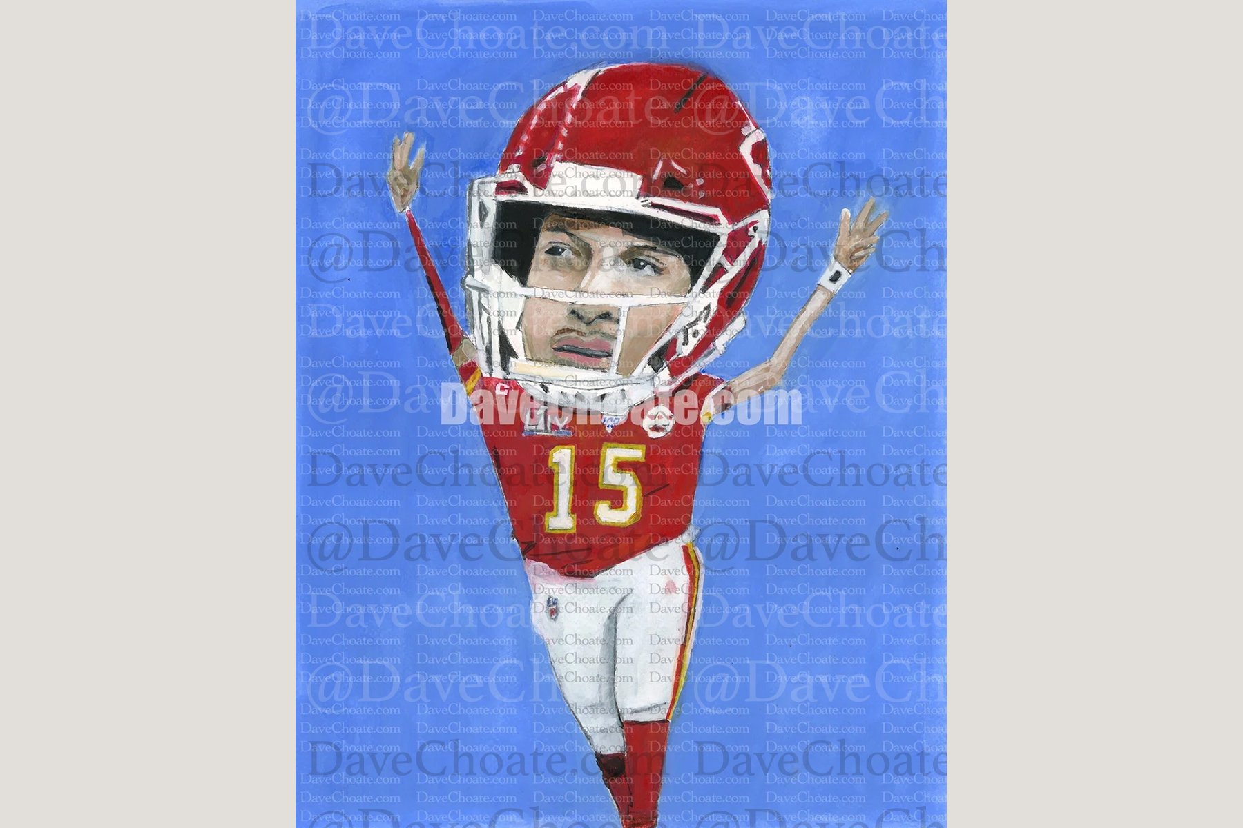 Patrick Mahomes, Kansas City Chiefs Art Photo Print From An Original Watercolor Painting