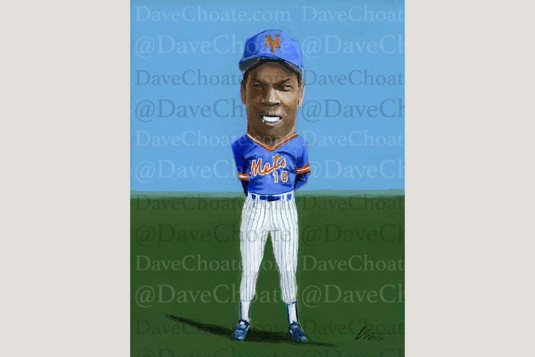 Dwight "Doc" Gooden Original Acrylic Painting. Measures 8" x 10"