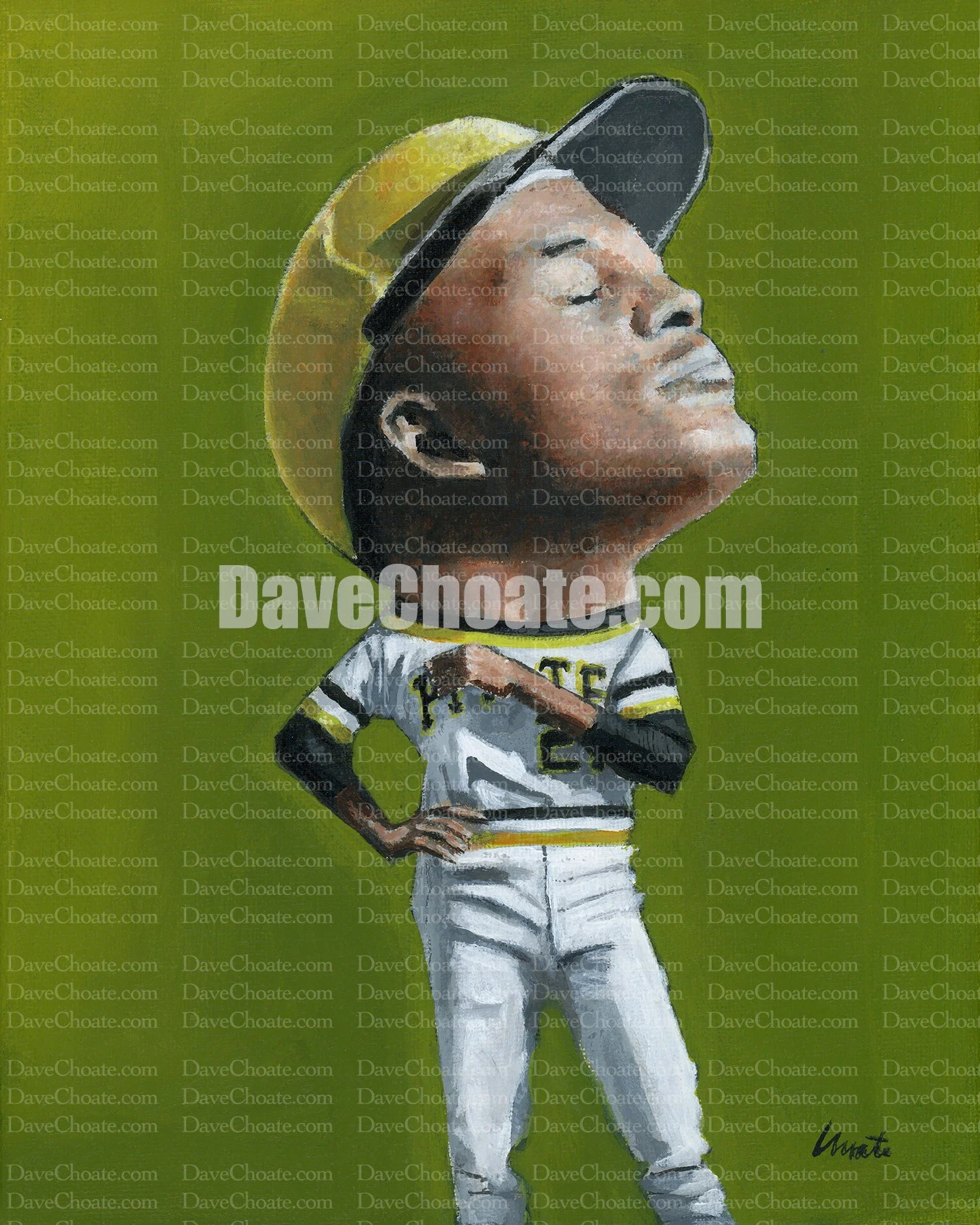 Roberto Clemente, Pittsburgh Pirates Original Acrylic Painting. Measures 8" x 10".