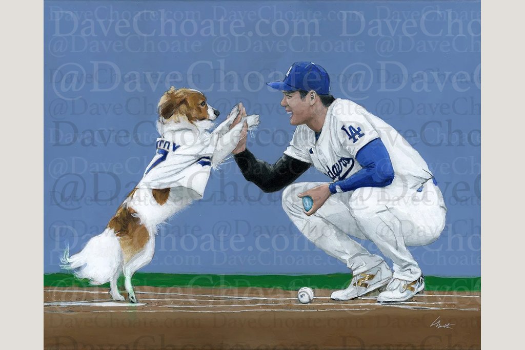 Shohei Ohtani, Los Angeles Dodgers and Decoy Art Photo Print from Original Painting
