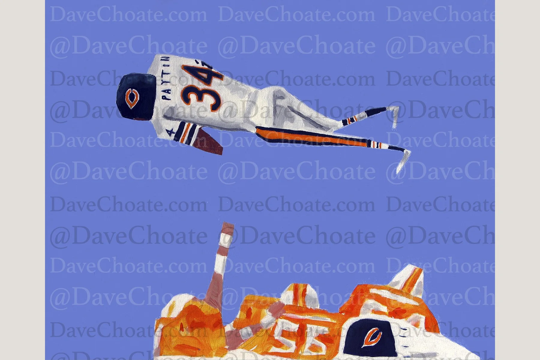Walter Payton, Chicago BearsArt Photo Print From An Original Acrylic Painting