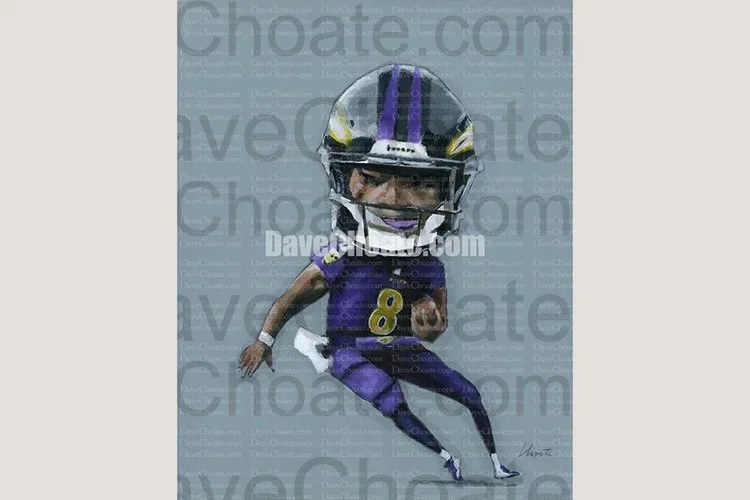 Lamar Jackson, Baltimore Ravens Original Painting 8" x 10"