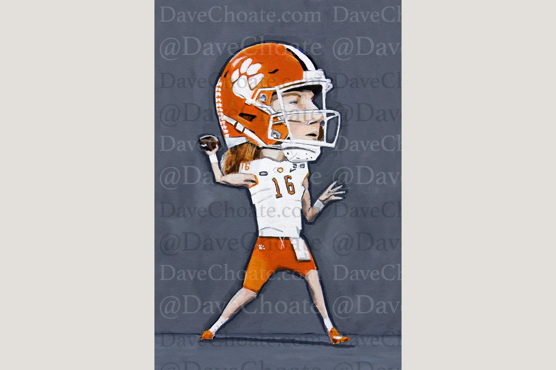 Clemson Tigers QB, Trevor Lawrence Art Photo Print From An Original Acrylic Painting