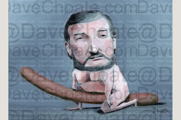 Ted Cruz - Hot Dog Original Painting - 9x12 Acrylic on Stretched Canvas