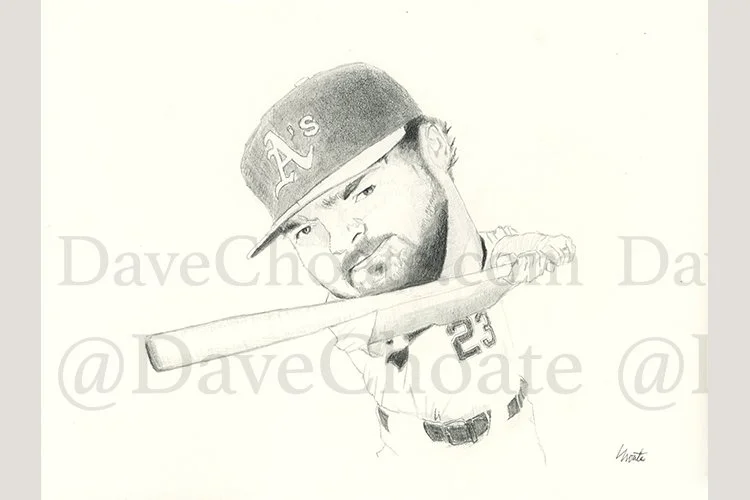 Shea Langeliers, Athletics original pencil drawing 9" x 12"