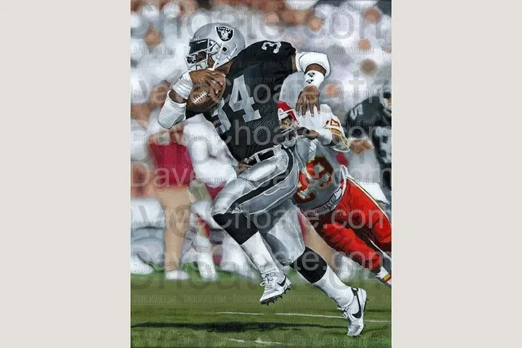 Bo Jackson, Los Angeles Raiders Original Acrylic Painting. Measures 18" x 24"