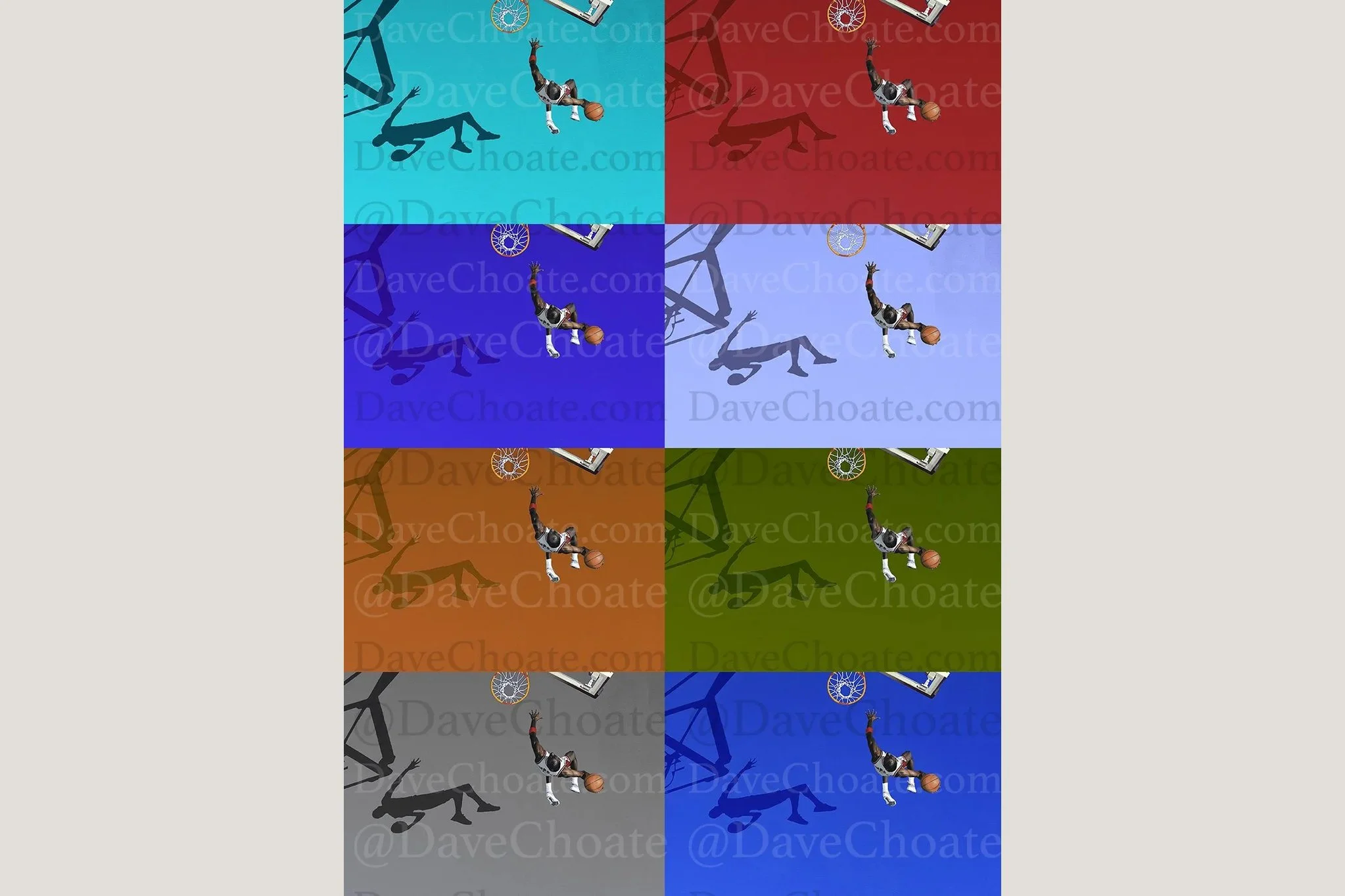 SALE. Michael Jordan Overhead Dunk Prints in 8 different colors,  Eight 4x6 Prints for 25 dollars.