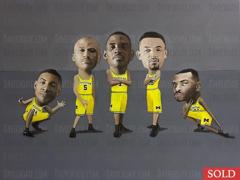 Michigan Wolverines Basketball - The Fab Five. Measures 36x48