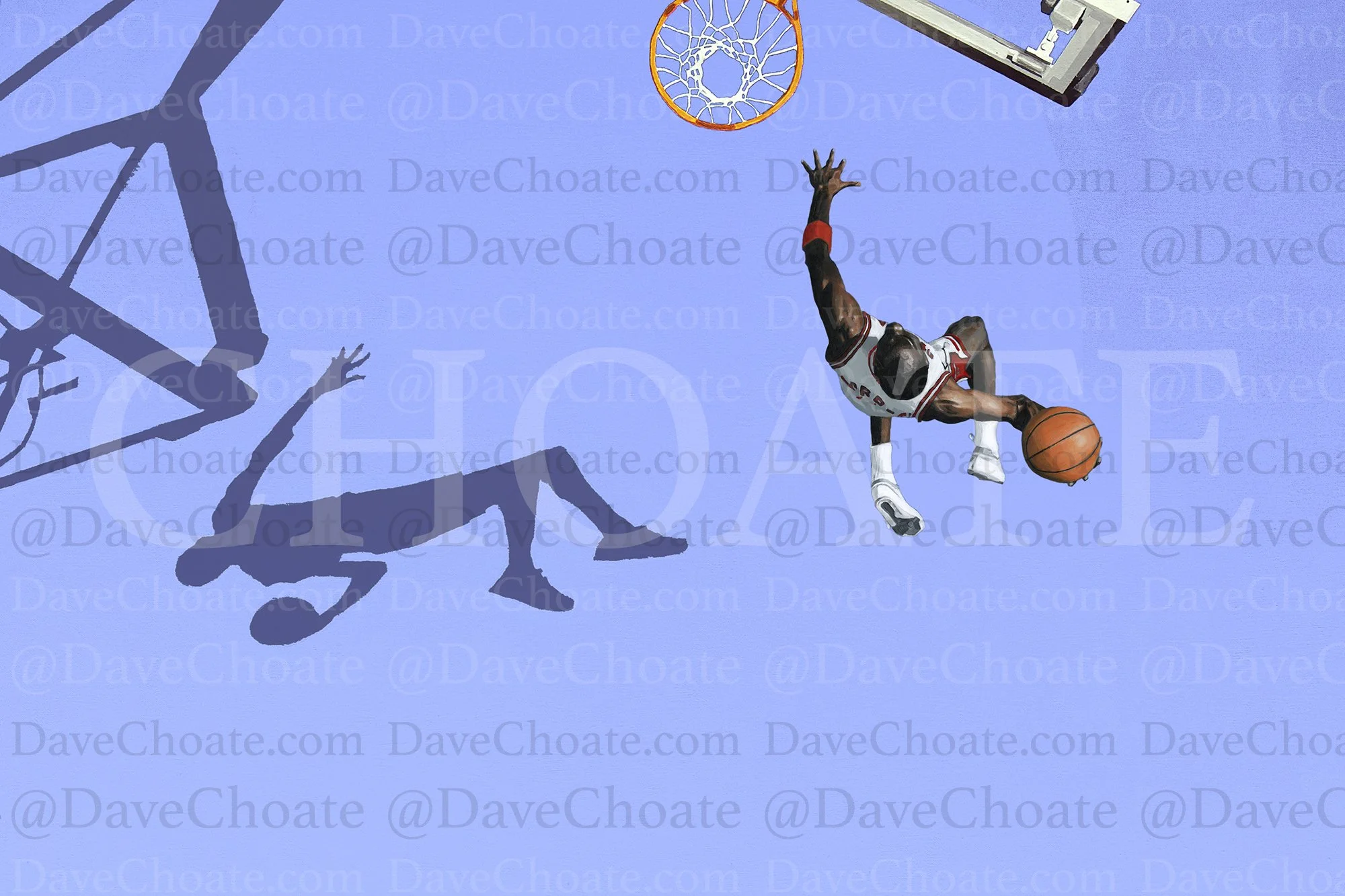 Michael Jordan, Chicago Bulls Light Tarheel Blue Colored Court Art Photo Print.