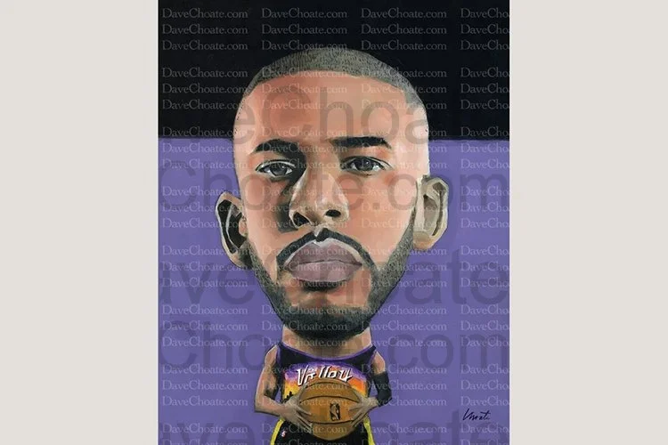 Chris Paul, Phoenix Suns Original Painting. Measures 11" x 14".