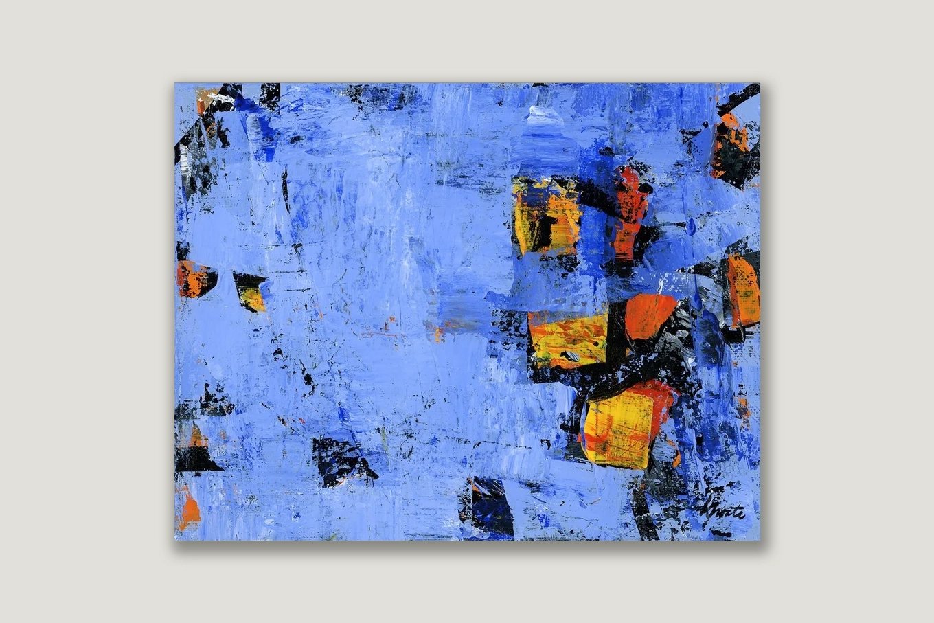 Blue Orange 31 an Original Acrylic Painting. Measures 8" x 10"