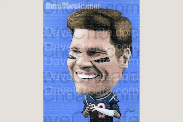 Tom Brady, New England Patriots Original Acrylic Painting. Measures 8" x 10"
