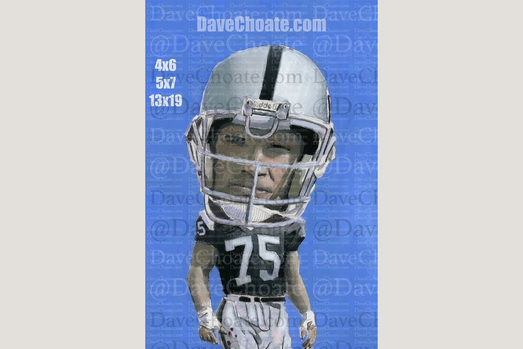 Howie Long, Oakland Raiders Art Photo Print From An Original Watercolor Painting
