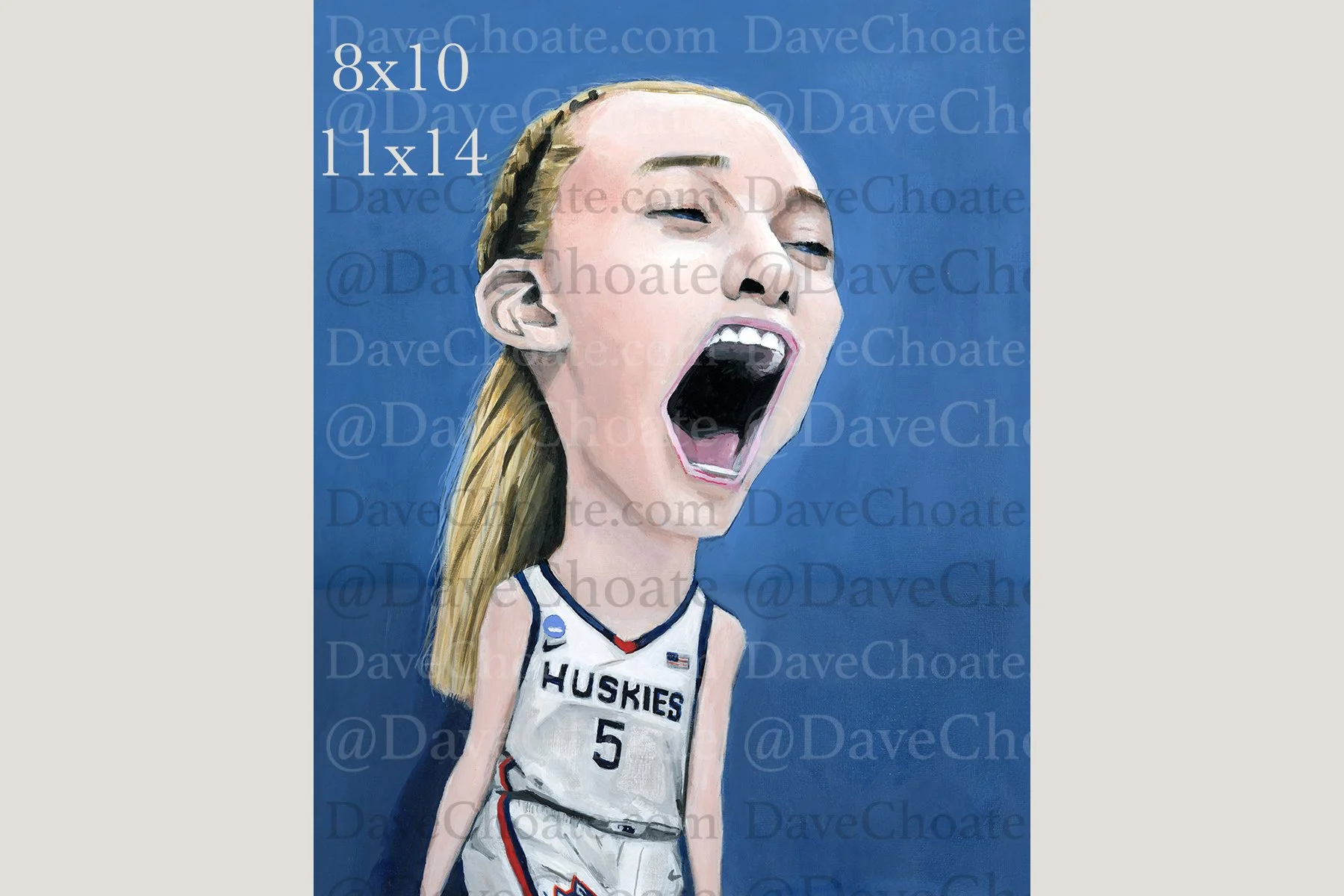 Paige Bueckers, UCONN Connecticut Basketball Art Photo Print based off an original acrylic painting