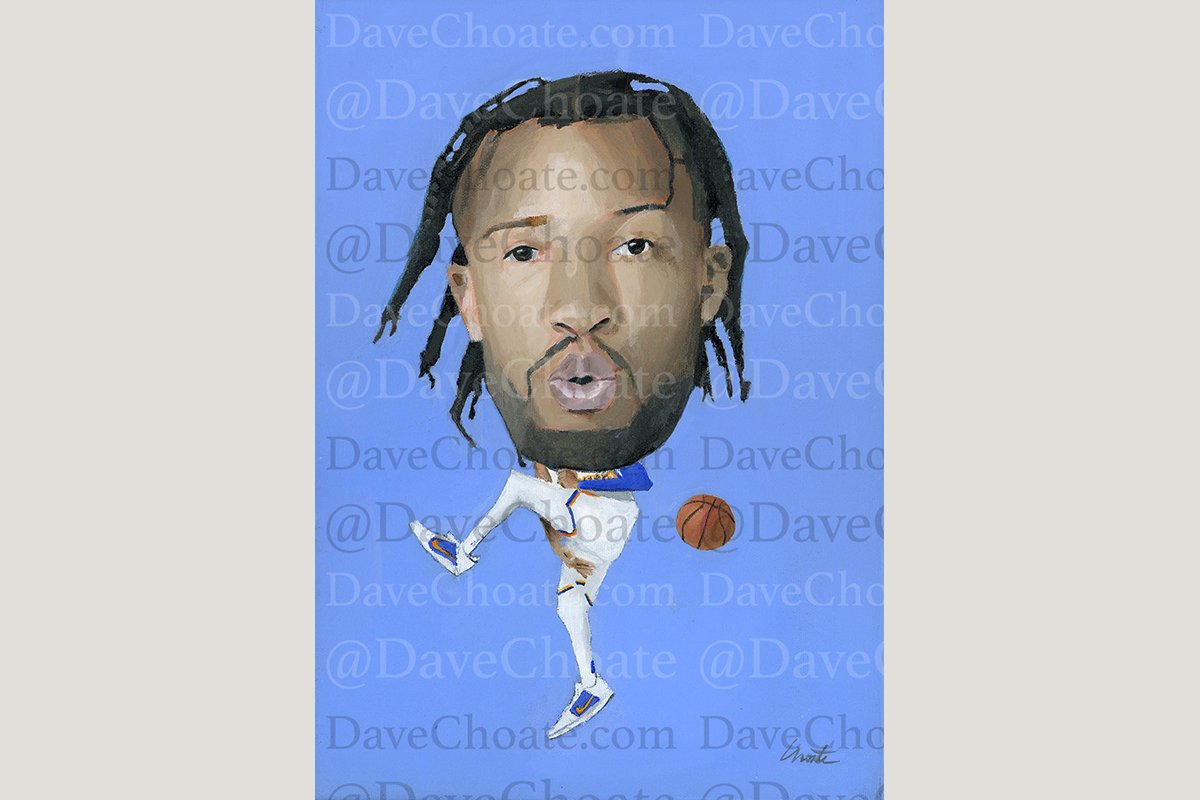 Jalen Brunson, New York Knicks Acrylic Original Painting. Measures 10x14