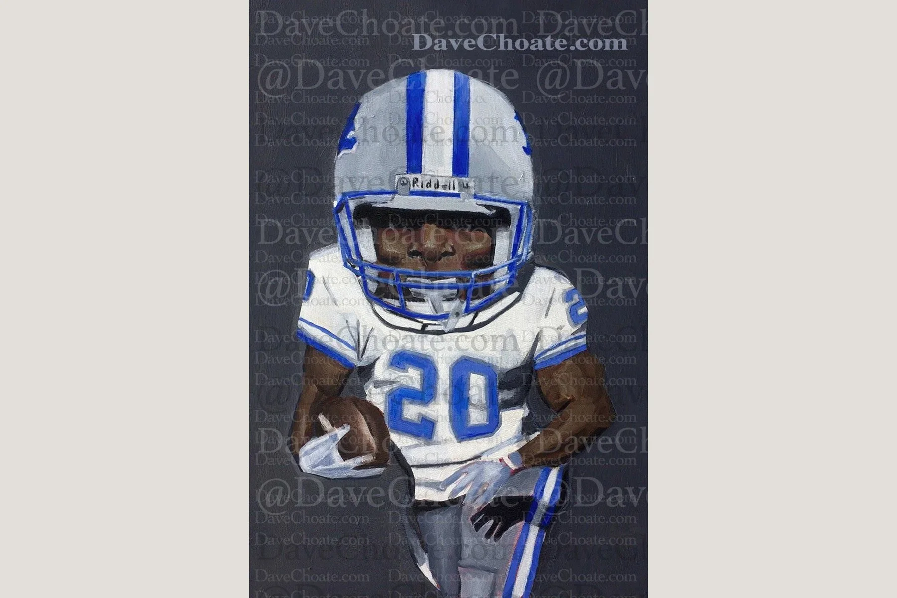 Barry Sanders, Detroit Lions Art Photo Print From An Original Acrylic Painting