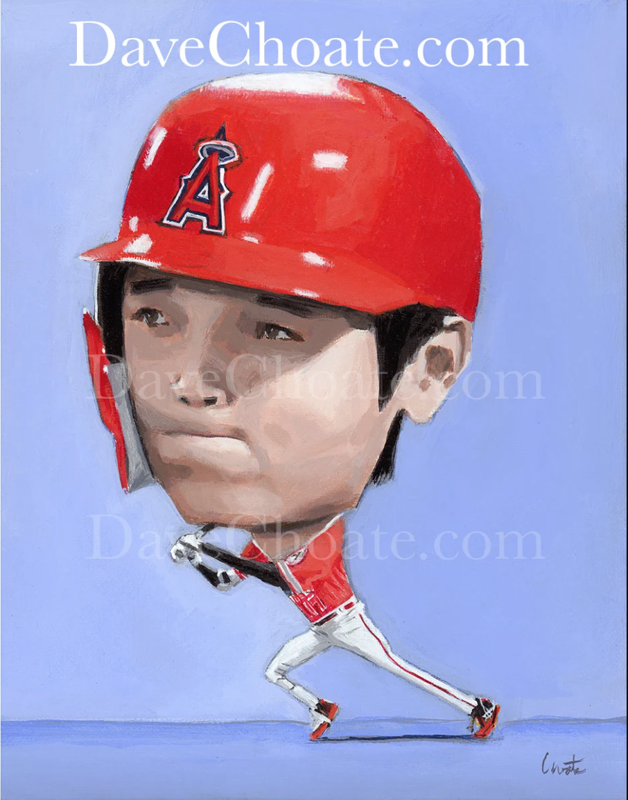 Shohei Ohtani, Los Angeles Angels of Anaheim Original Acrylic Painting. Measures 8" x 10"