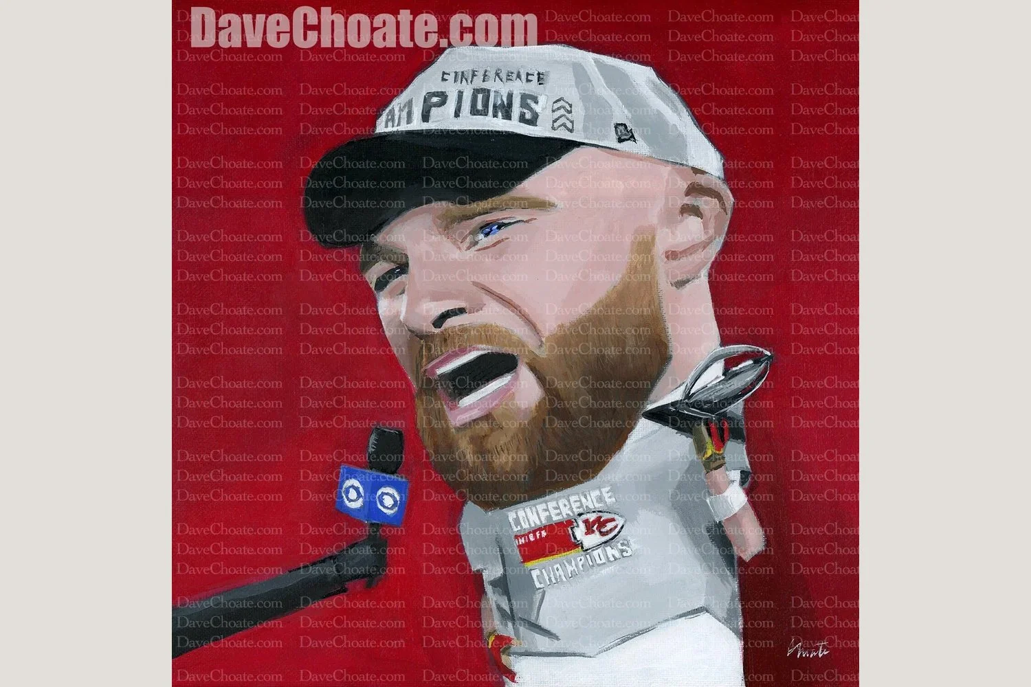 Travis Kelce, Kansas City Chiefs Jabroni 12" x 12" Original Painting