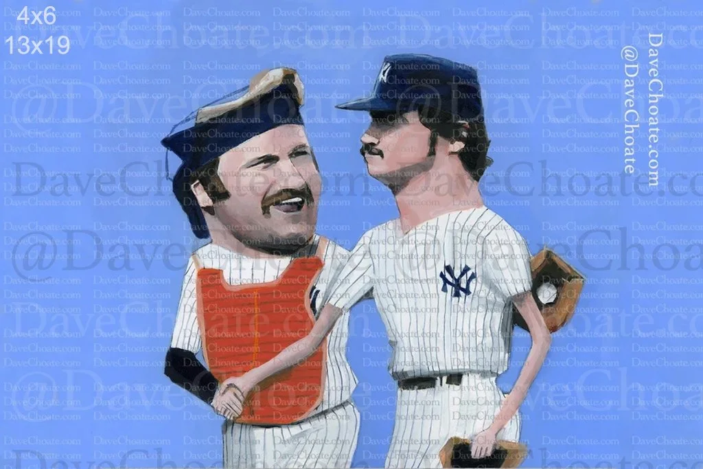 Thurman Munson and Ron Guidry, New York Yankees Baseball Art Photo Print from an Original Acrylic Painting