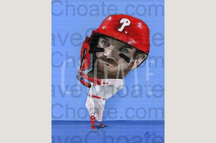 Bryce Harper, Philadelphia Phillies. 2022 World Series Game 3 Home Run Original Acrylic Painting 8" x 10"