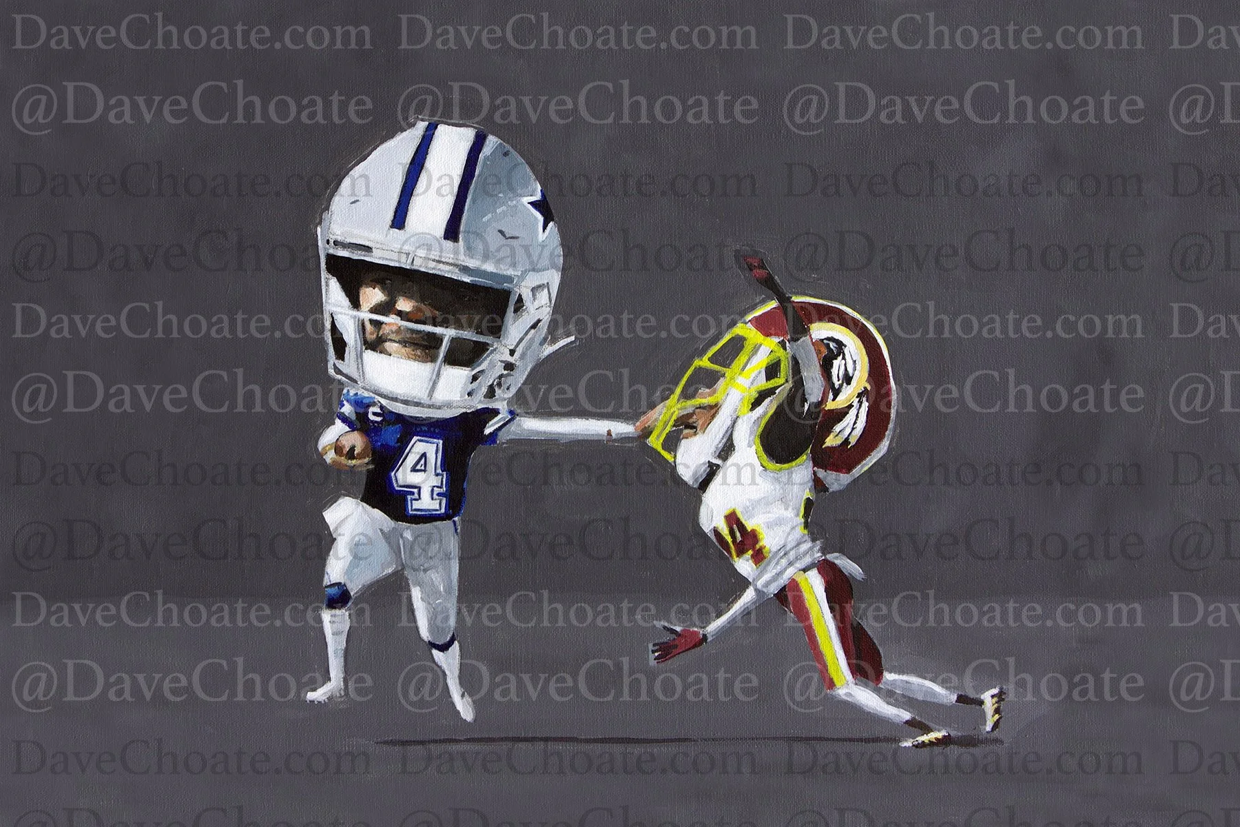 Dallas Cowboys, Dak Prescott Art Photo Print From An Original Acrylic Painting