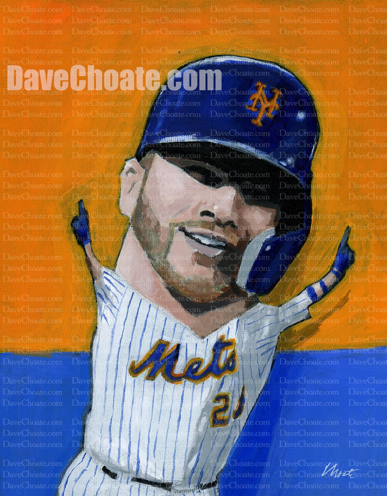 Pete Alonso, New York Mets, Rookie Record 53rd Home Run 2019 Original Acrylic Painting. Measures 8" x 10"