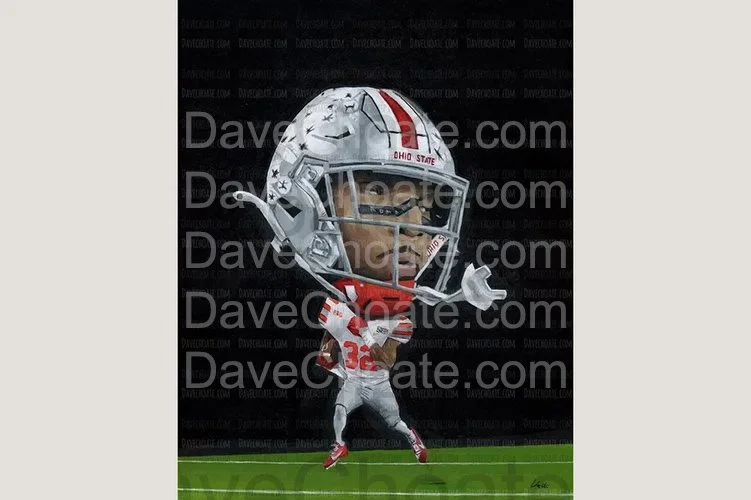 TreVeyon Henderson, Ohio State Buckeyes Original Acrylic Painting 16X20