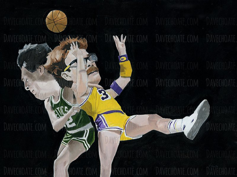 Kevin McHale, Boston Celtics and Kurt Rambis, Los Angeles Lakers. Measures 18x24