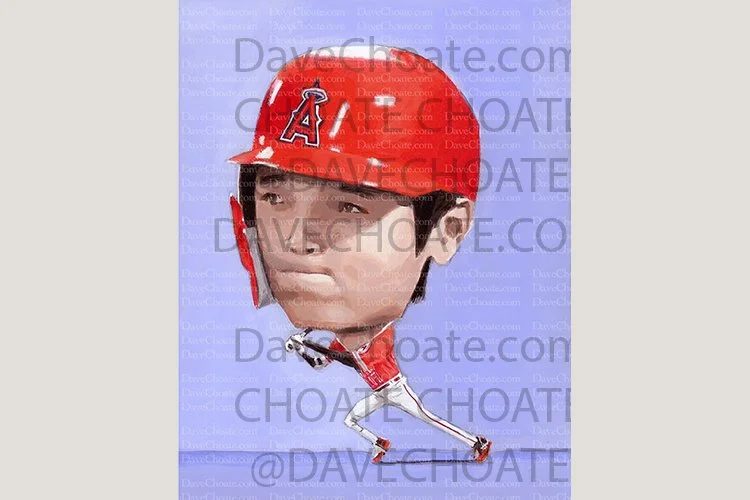 Shohei Ohtani, Los Angeles Angels of Anaheim Art Photo Print from Original Acrylic Painting