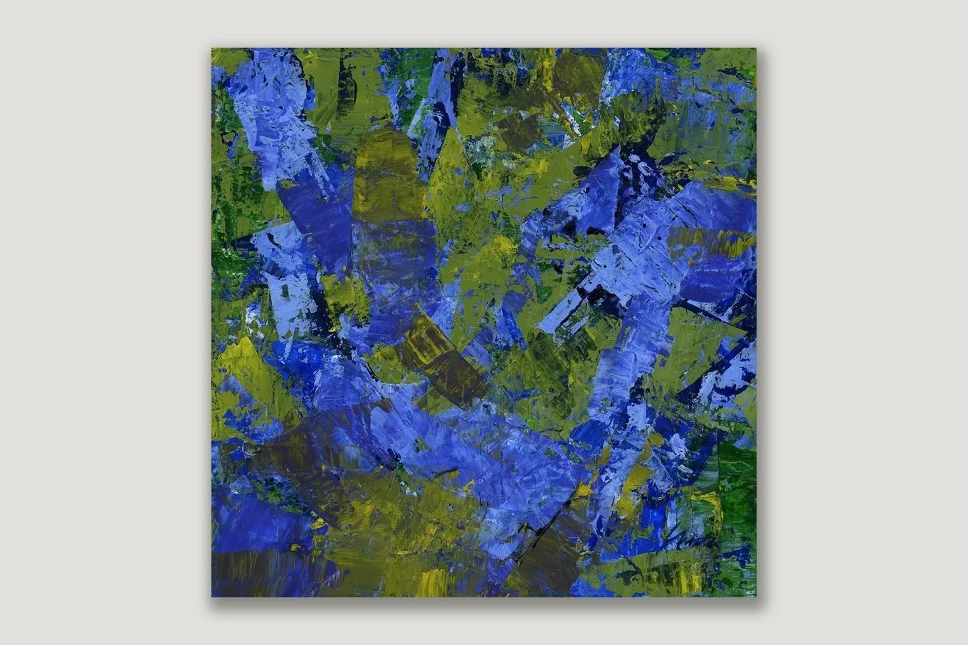 Blue Green 21 an Original Painting. Knife Palette. Acrylic on Stretched Canvas. Abstract Art. Measures 8" x 8"