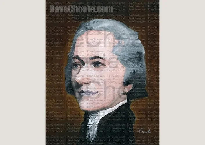 Alexander Hamilton, Original Acrylic Painting. Measures 8" x 10"