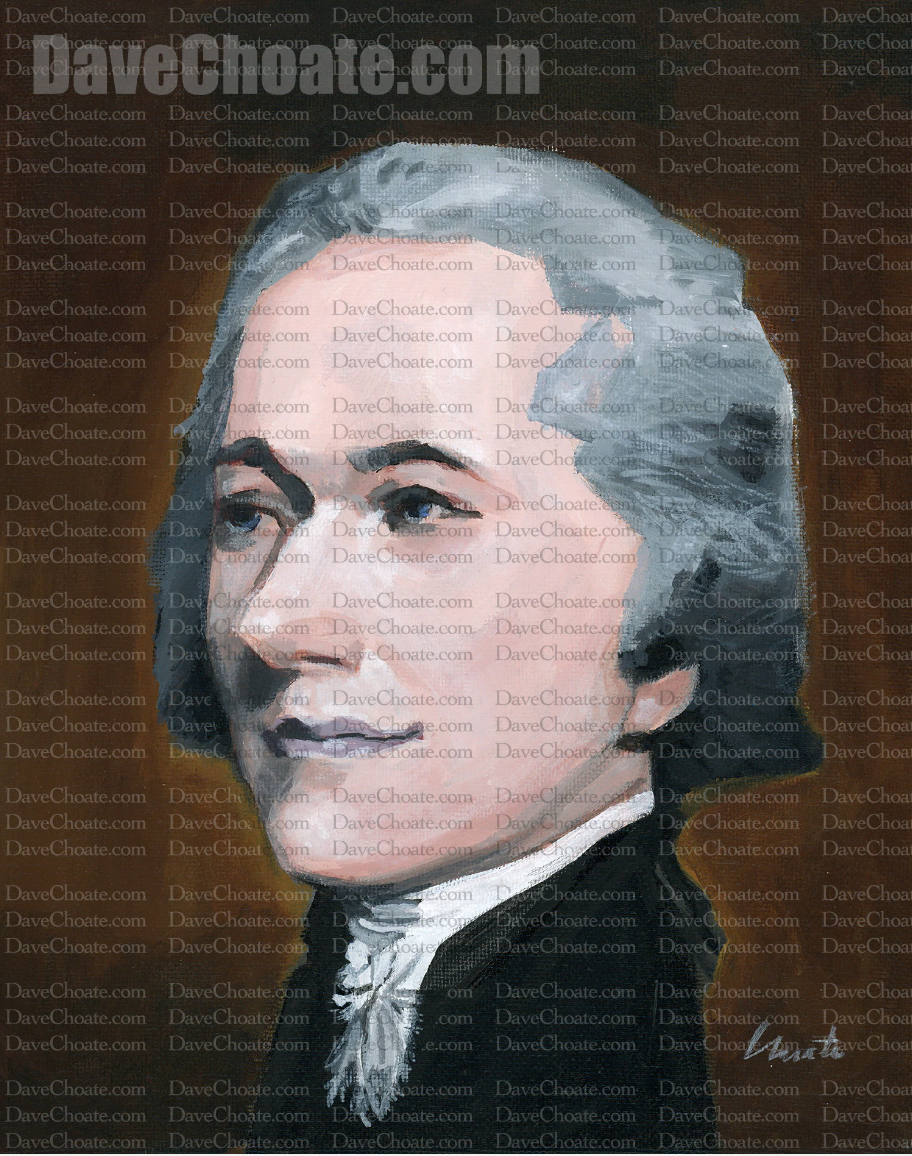 Alexander Hamilton, Original Acrylic Painting. Measures 8" x 10"