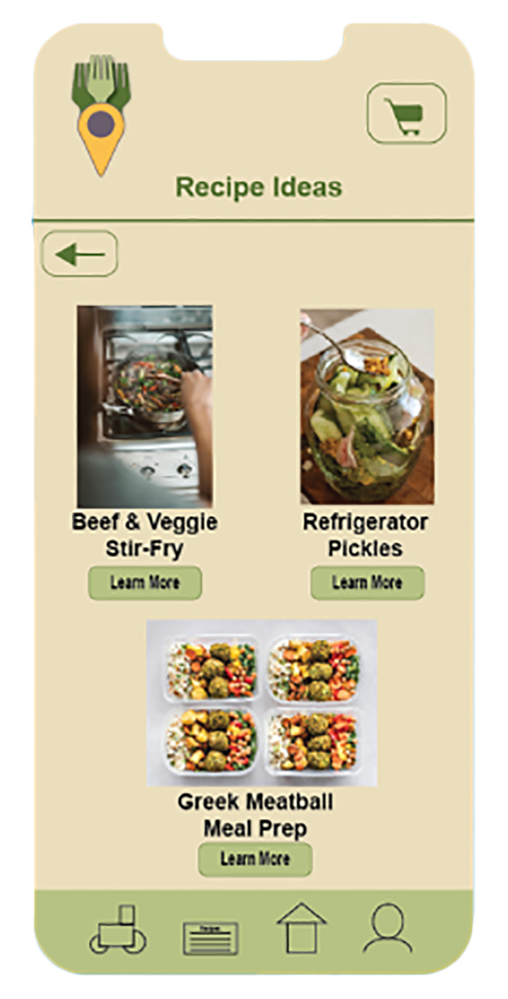 The recipe page will provide customers with recipe ideas using the produce available that week.